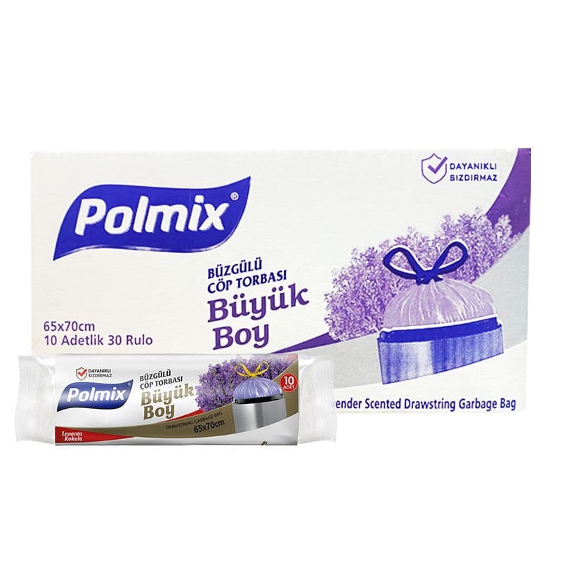 BÜZGÜLÜ BÜYÜK BOY LAVANTA KOKULU ÇÖP POŞETİ 65*80 30 ROLU